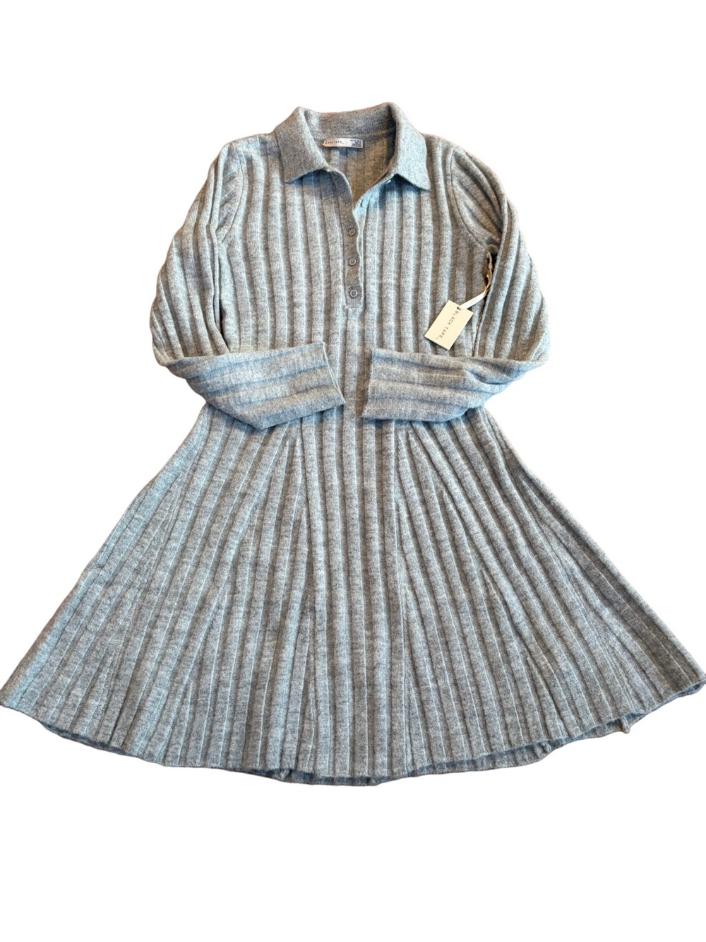 NWT Black Tape Ribbed Sweater Dress XS Heather Grey Fit & Flare